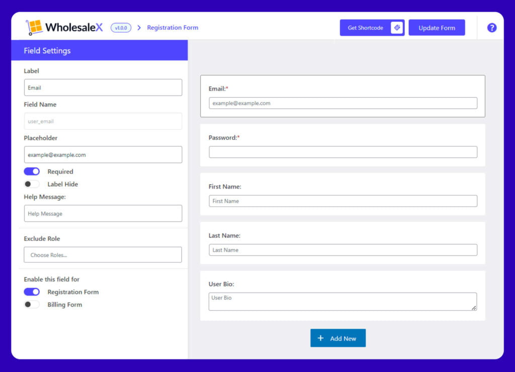 WholesaleX Form Builder