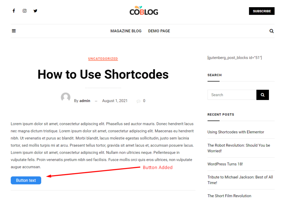 Shortcode output changes