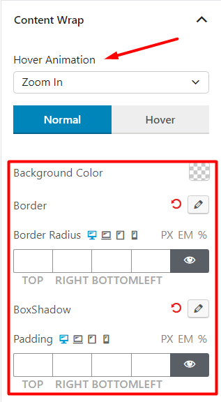 Content Wrap Settings 