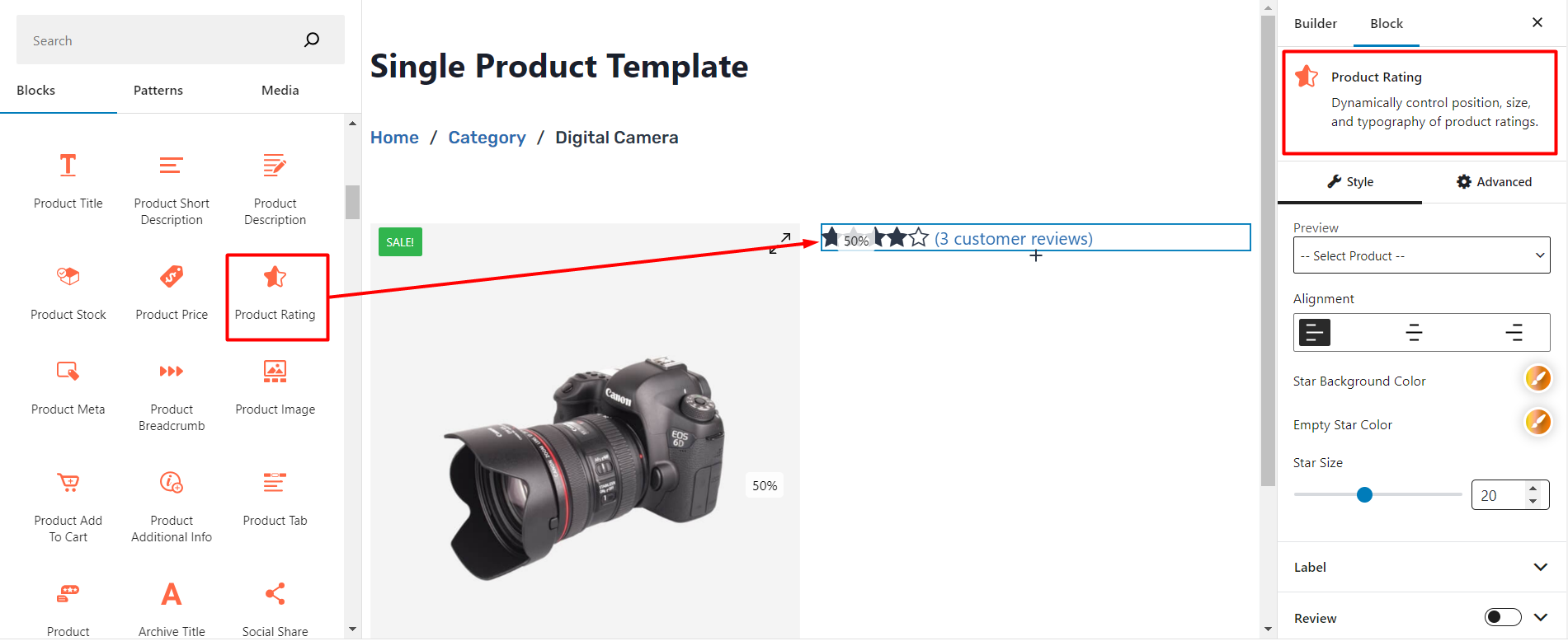 Add the Product Rating Block