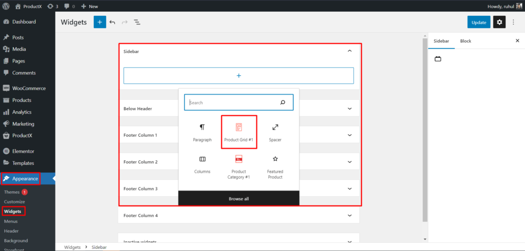 Adding Product Grid in Widget