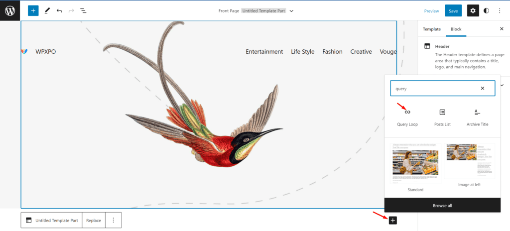 Adding Query Loop