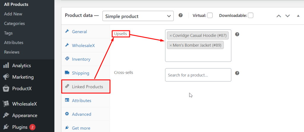 Adding WooCommerce Upsell Products