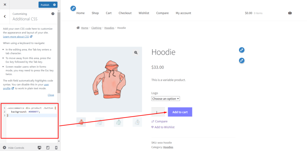 Change the "Add to Cart" button Color