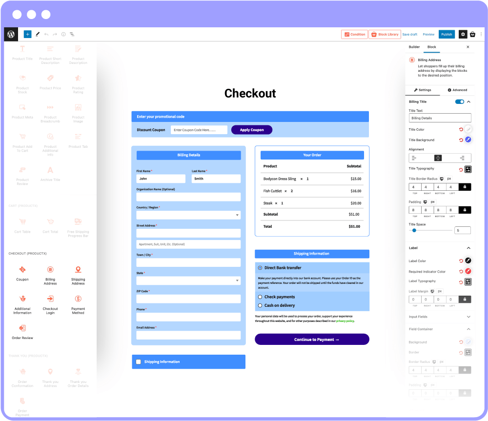Checkout Page Builder