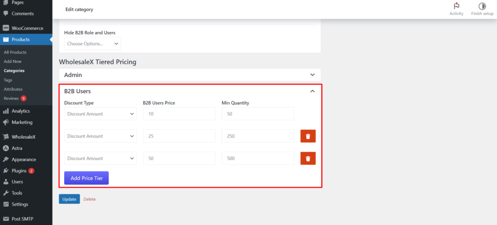 Creating Category Specific Tiered Pricing