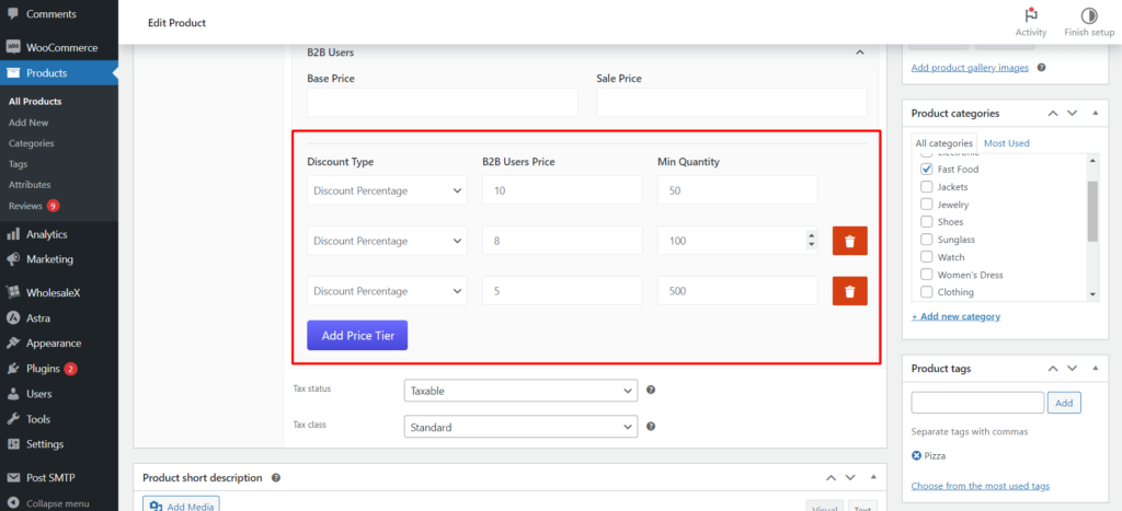 Creating Product Specific Tiered Pricing