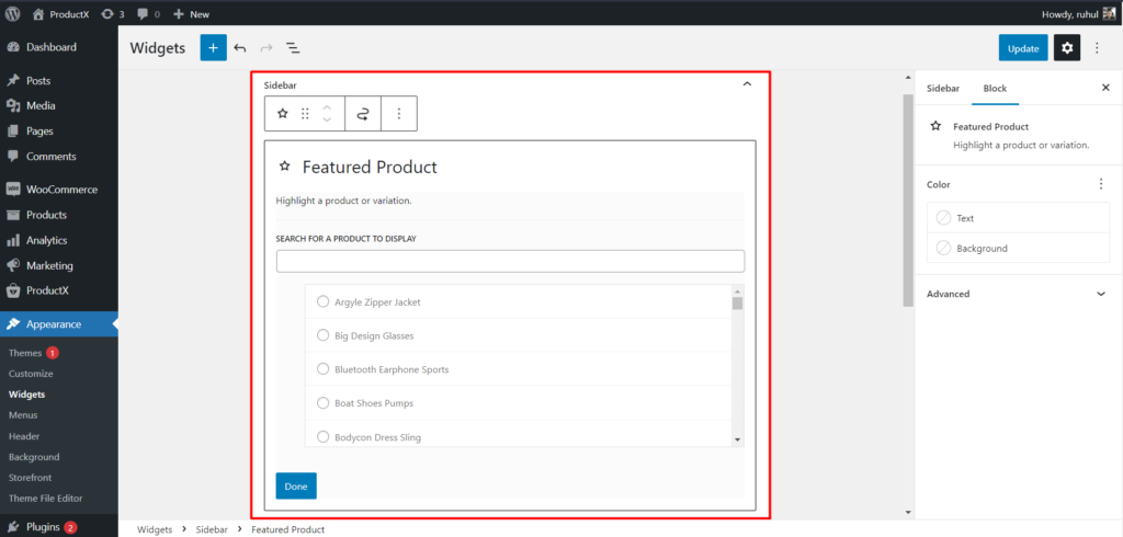 Displaying WooCommerce Featured Products using Widgets-Adding Products