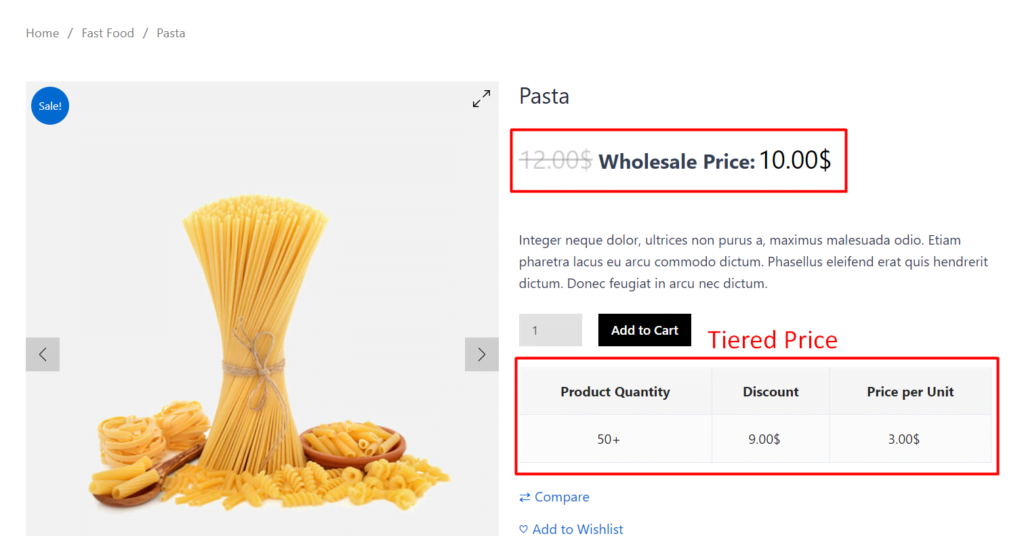 Final Output for Specific Product Pricing