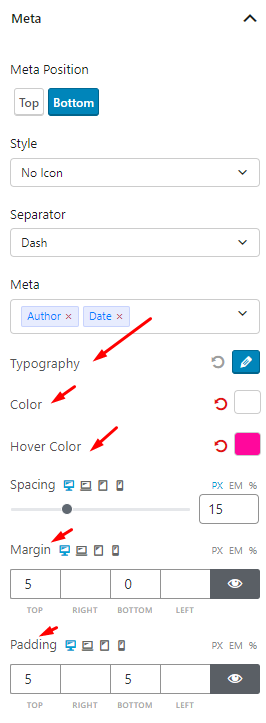 Post Grid Blocks Meta Setting