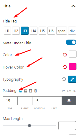 Post Grid Blocks Title Setting