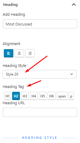 Post List Block Heading Setting