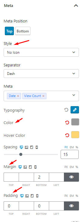 Post List Block Meta Setting