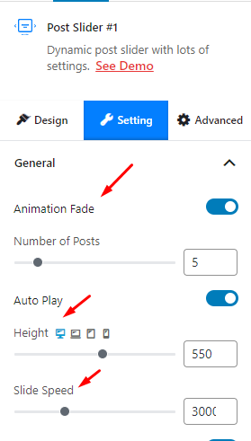 Post Slider Block General Setting