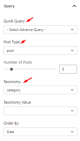 Post Slider Block Query Setting