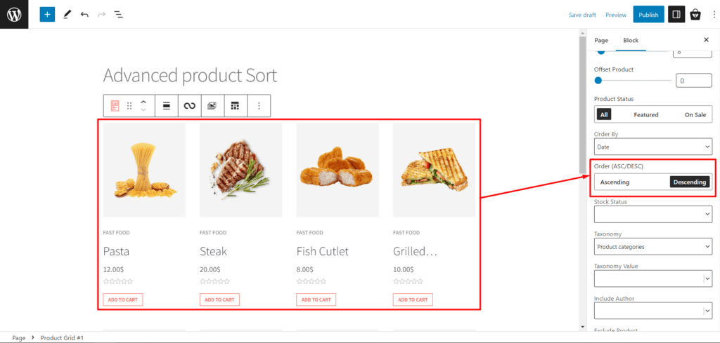 Product Sort - Ascending-Descending Products