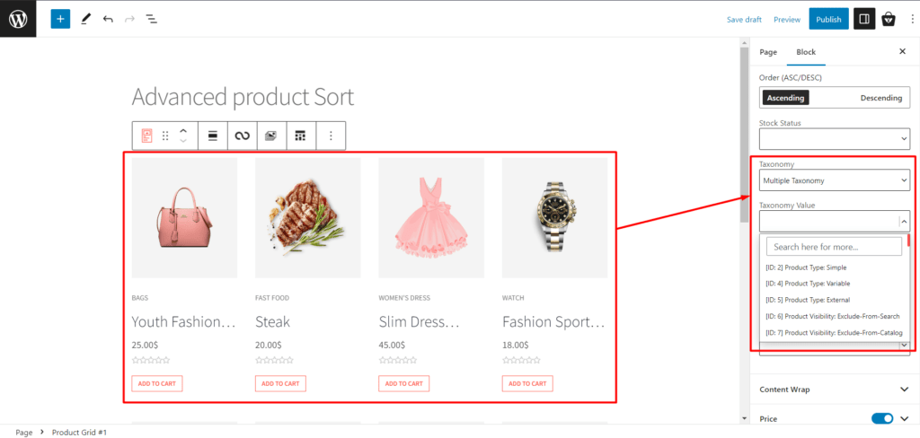 Product Sort - Taxonomy