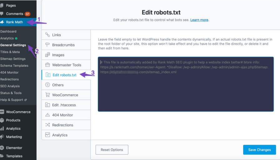 Rank Math Robots txt Editor