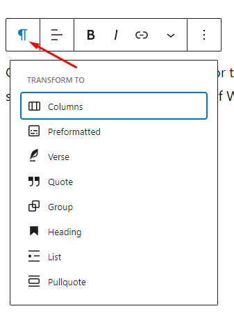 Change Block type