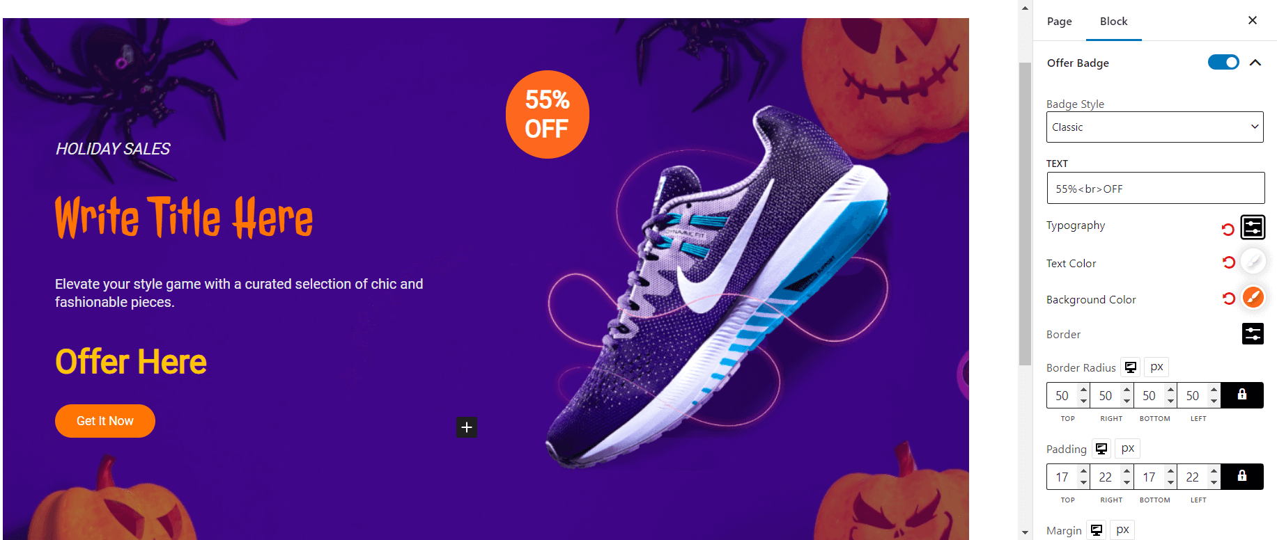 WooCommerce Sale Banner for Halloween - Offer Badge Settings