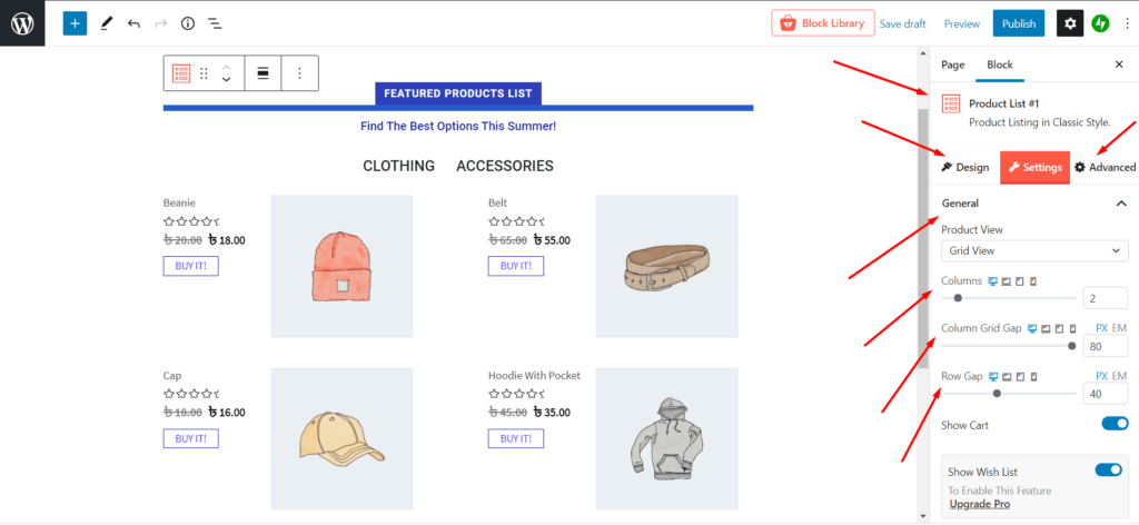 WooCommerce Product List View Settings 