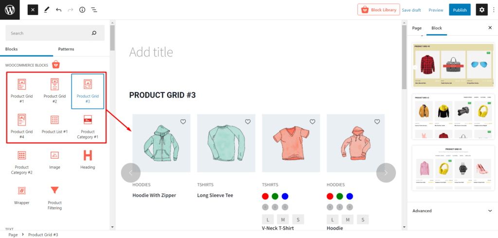 Selecting Product Blocks