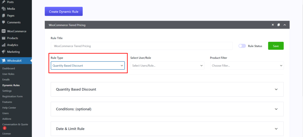 Selecting Rule Type