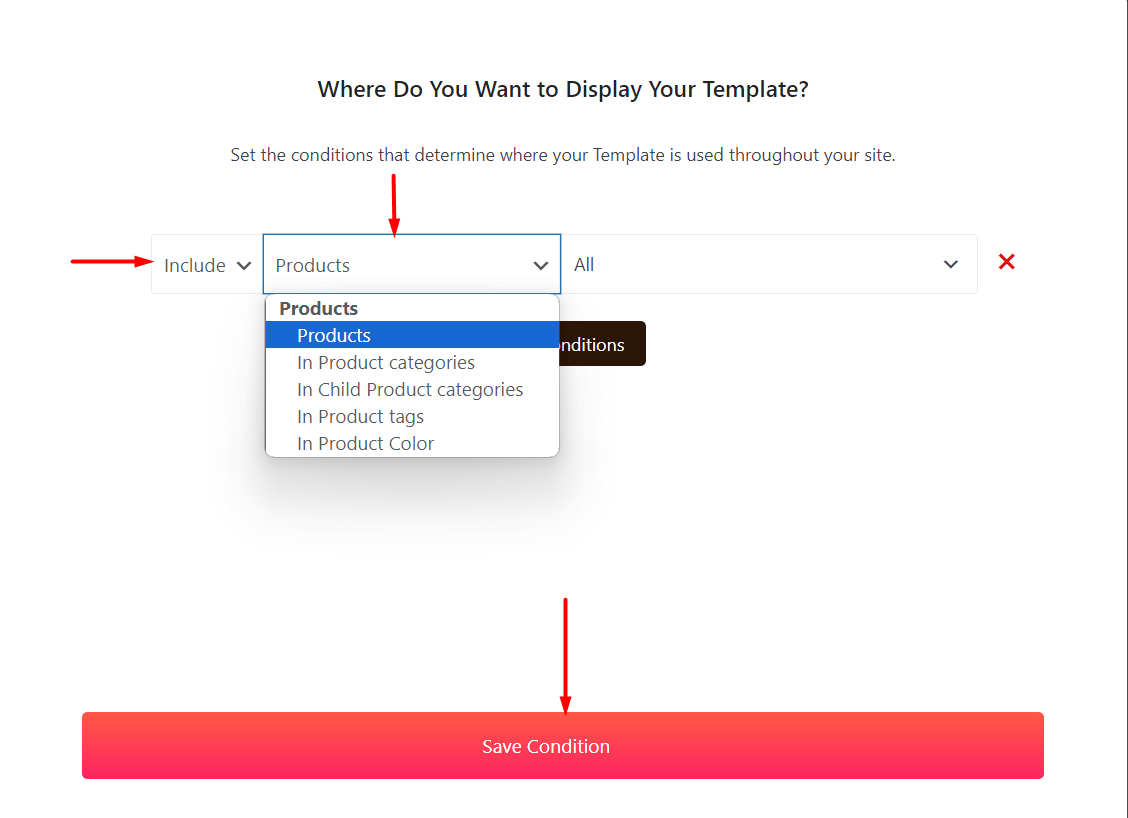 Single Product Page Conditions Tab