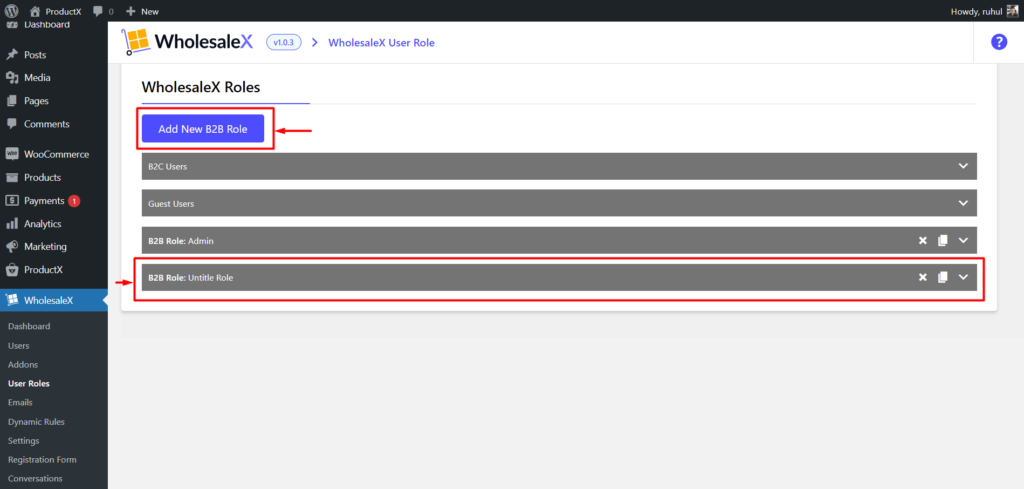 WholesaleX Adding New Roles