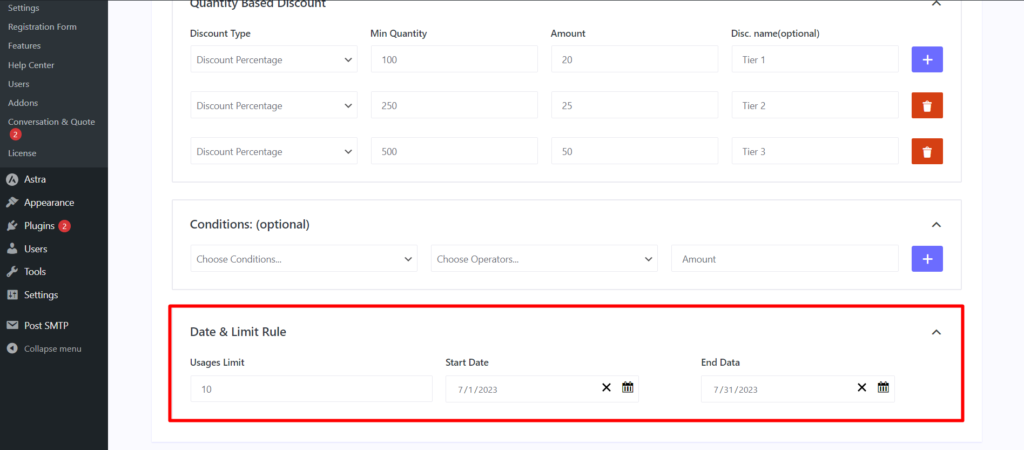 WholesaleX Date and Time Rule