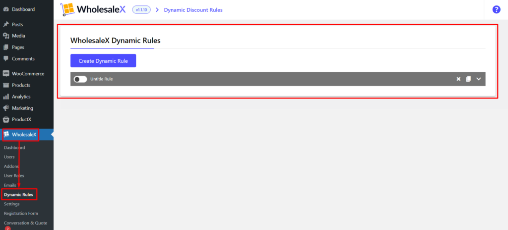 WholesaleX Dynamic Rules Section