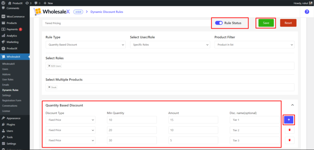 WholesaleX Quantity Based Discount Tier Creation