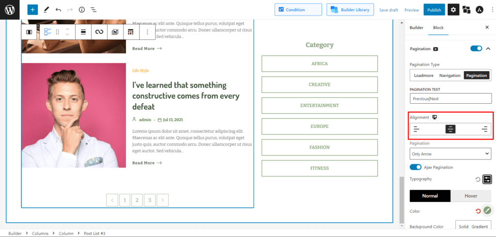 WordPress Numeric Pagination Changing Alignment